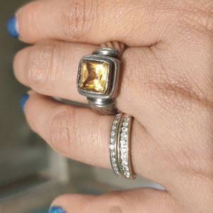 Stunning 925 Sterling Silver Citrine Gemstone Statement Ring